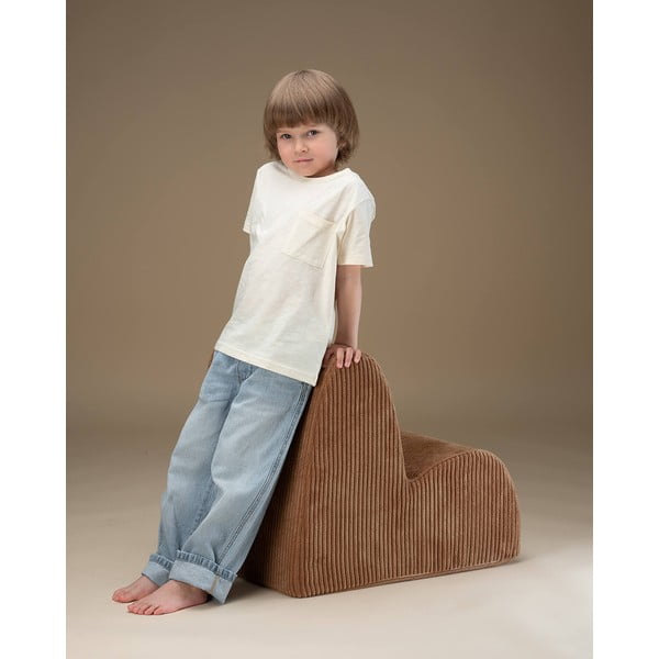 Poltrona per bambini marrone con rivestimento in velluto a coste Cloud – Wigiwama-image-3