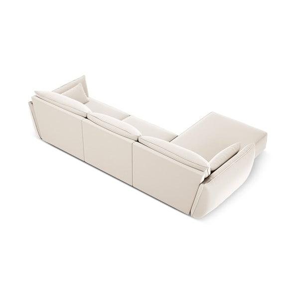 Divano angolare beige (con penisola a sinistra/con chaise lounge) con rivestimento in velluto Vanda – Mazzini Sofas-image-3