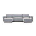 Divano letto angolare a "U" in velluto a coste grigio chiaro Nihad - Bobochic Paris