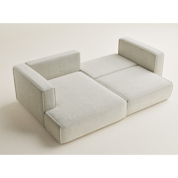 Divano angolare color crema allungabile/con contenitore (con penisola a sinistra/con chaise lounge) con rivestimento in ciniglia Velto – Maison de Rêve-image-3