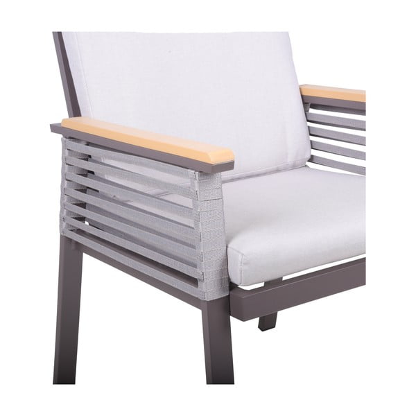 Poltrona da esterno grigio chiaro in metallo Denia – Garden Pleasure-image-2