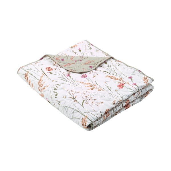 Copriletto verde e beige in cotone con rivestimento trapuntato 200x220 cm Grasmere Floral – Catherine Lansfield