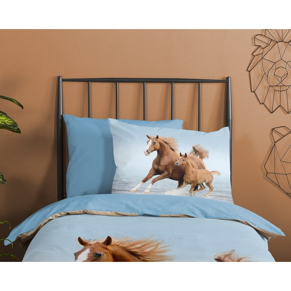 Set copripiumino e federa da bambini blu in cotone per letto singolo 140x200 cm Free – Good Morning-image-2