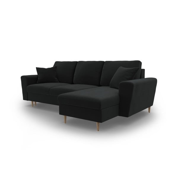 Divano angolare nero allungabile e con contenitore con rivestimento in velluto Kyoto – Cosmopolitan Design-image-4