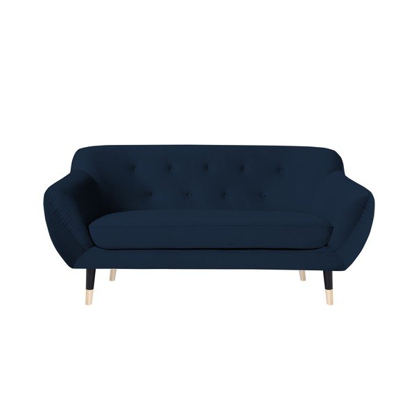 Divano blu scuro con gambe nere Amelie, 158 cm - Mazzini Sofas
