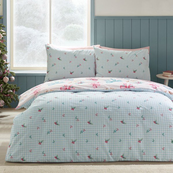 Set copripiumino e federa rosa per letto singolo 135x200 cm Bows And Bells – Catherine Lansfield-image-2