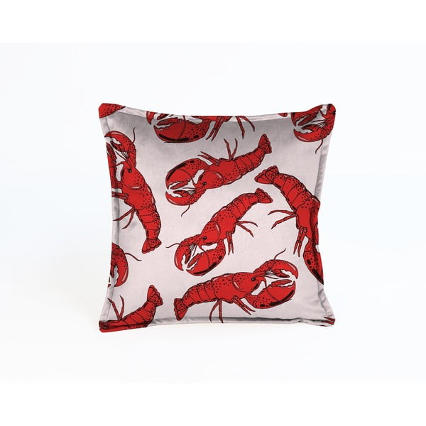 Cuscino in velluto rosa con aragoste Lobster, 45 x 45 cm - Velvet Atelier