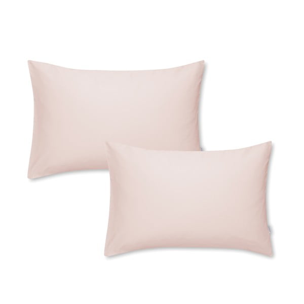 Set di 2 federe in cotone sateen rosa Standard, 50 x 75 cm Cotton Sateen - Bianca