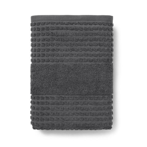 Asciugamano tipo terry grigio scuro in cotone organico 50x100 cm Check – JUNA