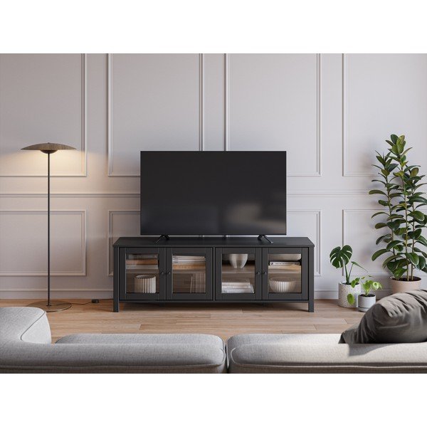 Mobile TV nero in pino massiccio 150x50x40 cm Alessandra – Marckeric-image-1