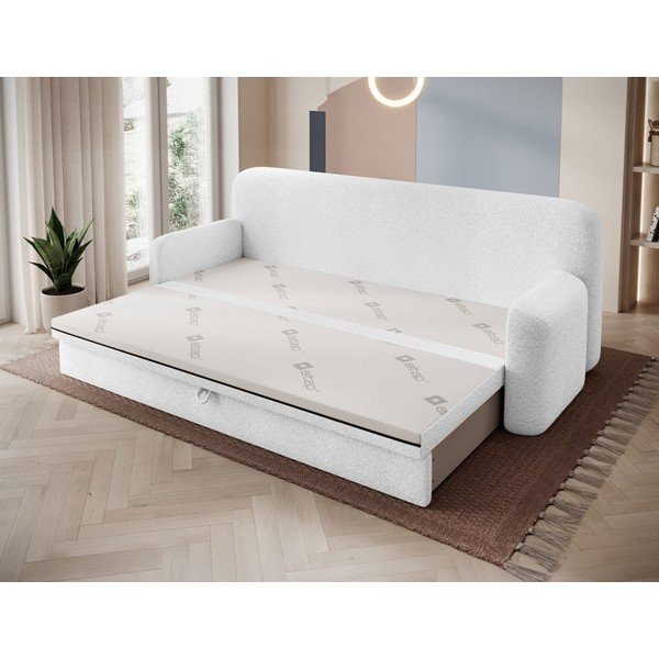 Divano bianco allungabile/con contenitore e rivestimento in bouclé 236 cm Elioss – ELTAP-image-3