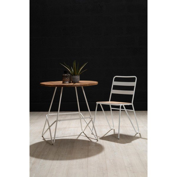 Sedia da pranzo bianca/di colore naturale in olmo massiccio District – Premier Housewares-image-4