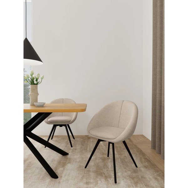 Set di sedie da pranzo beige imbottito girevole 2 pz Tenna – Actona-image-1