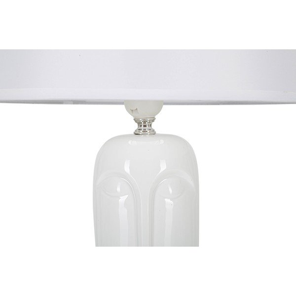 Lampada da tavolo in ceramica bianca con paralume in tessuto (altezza 46 cm) Statua - Mauro Ferretti-image-2
