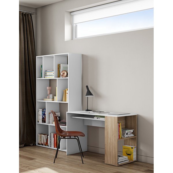 Tavolo da lavoro bianco in rovere 114x50 cm Yale - TemaHome-image-1