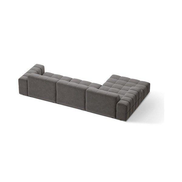 Divano angolare grigio (con penisola a sinistra/con chaise lounge) con rivestimento in velluto Chicago – Cosmopolitan Design-image-2
