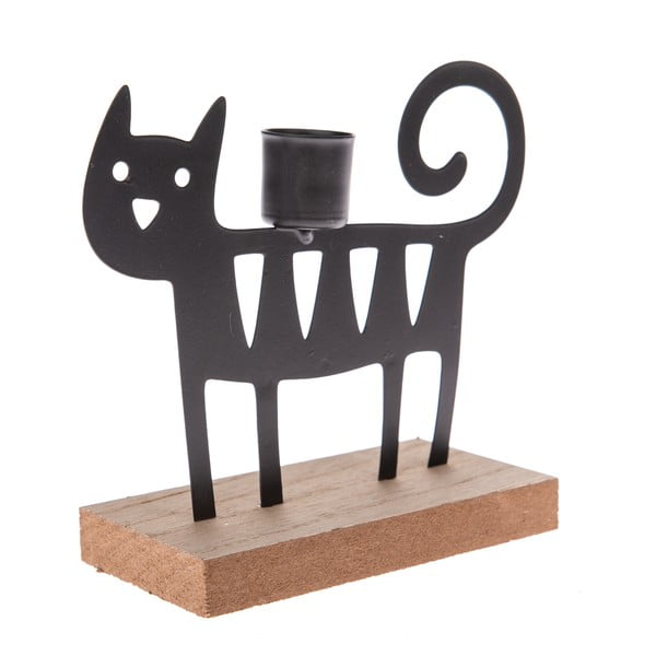 Portacandele in metallo nero Smiley Kitten - Dakls
