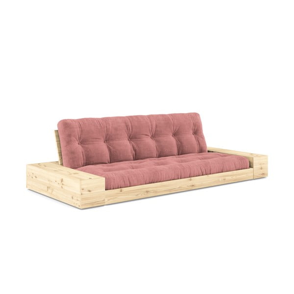 Divano letto in velluto a coste rosa 244 cm Base - Karup Design