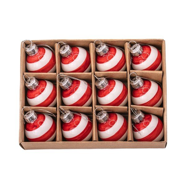 Set di palline di Natale in vetro fatte a mano 12 pz ø 3 cm Bauble Stripe – Sass & Belle-image-1