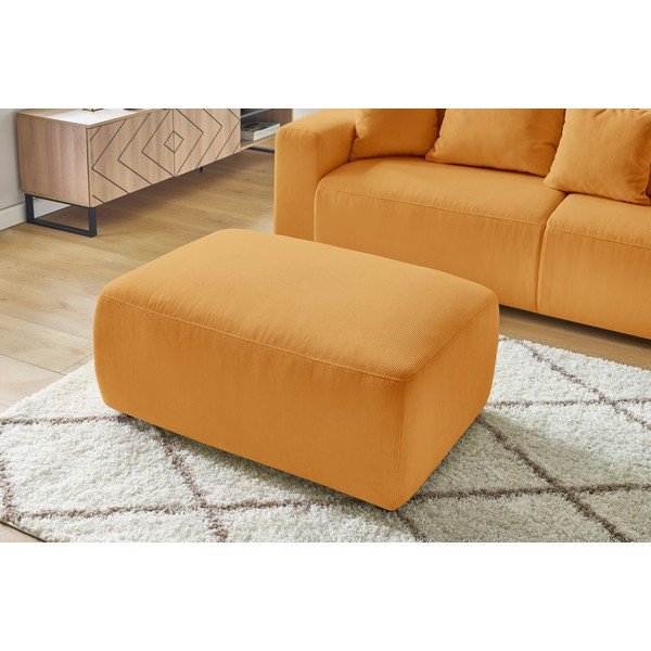 Pouf in velluto a coste giallo senape Envy - Bobochic Paris-image-1