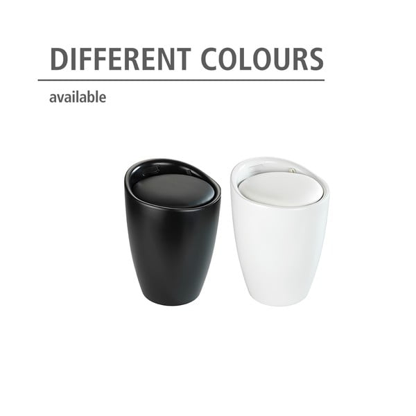 Sgabello da bagno nero con cesto portabiancheria estraibile Candy - Wenko-image-4