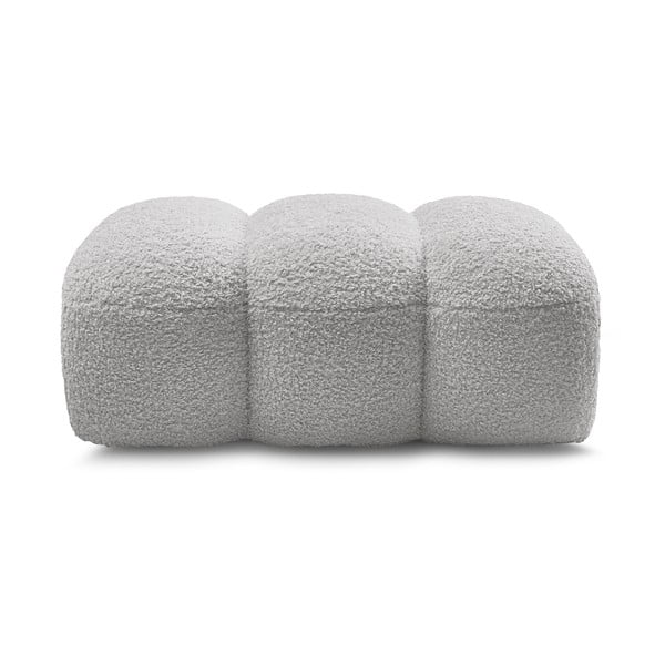 Poggiapiedi grigio chiaro con rivestimento in bouclé Hippolyte – Bobochic Paris