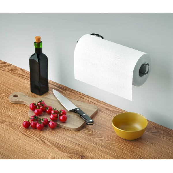 Porta asciugamani da cucina a parete nero - Metaltex-image-2