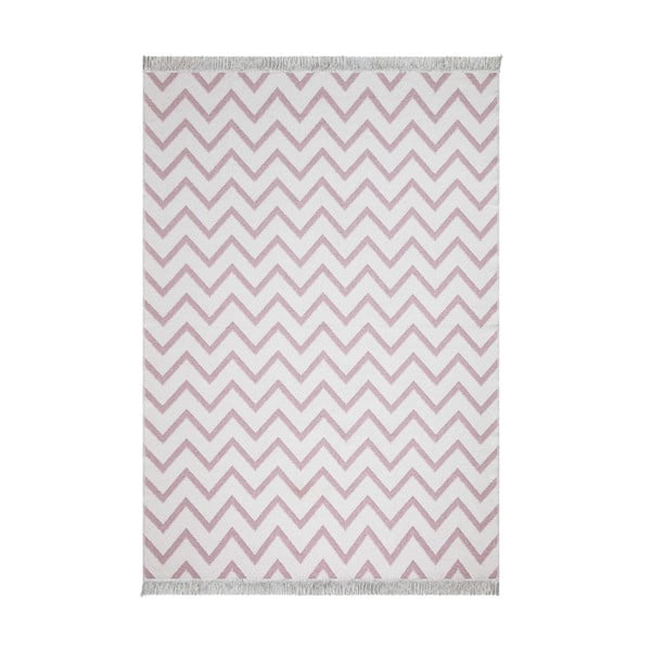 Tappeto in cotone bianco e rosa , 160 x 230 cm Duo - Oyo home