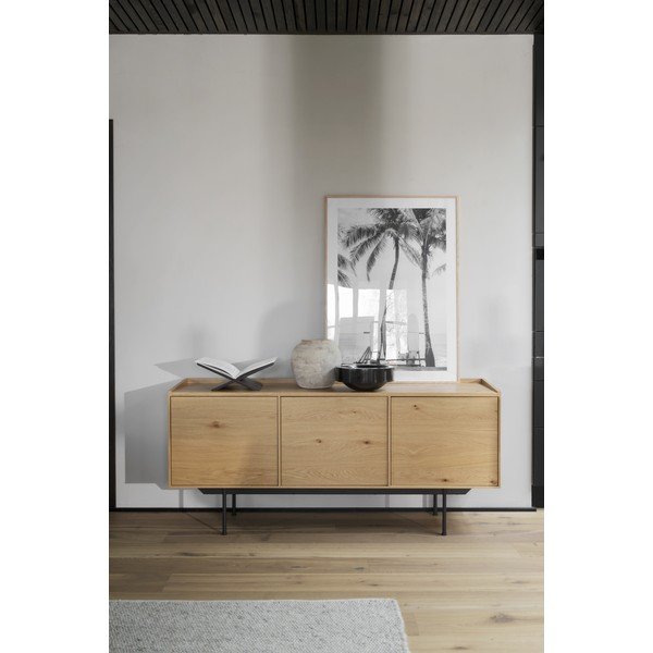 Cassettiera bassa in rovere decorato in colore naturale 160x74 cm Brewerton - Rowico-image-4