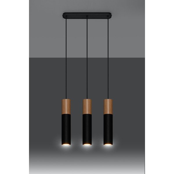 Lampada a sospensione nera, lunghezza 40 cm Paul - Sollux-image-1