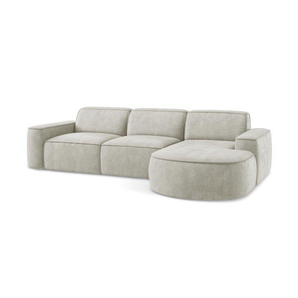 Divano angolare color crema (con penisola a destra/con chaise lounge) con rivestimento in ciniglia Omao – Makamii-image-4