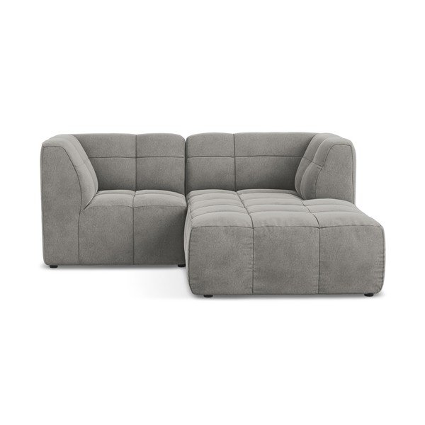 Divano angolare grigio (con penisola a destra/con chaise lounge) con rivestimento in velluto Aloha – Makamii