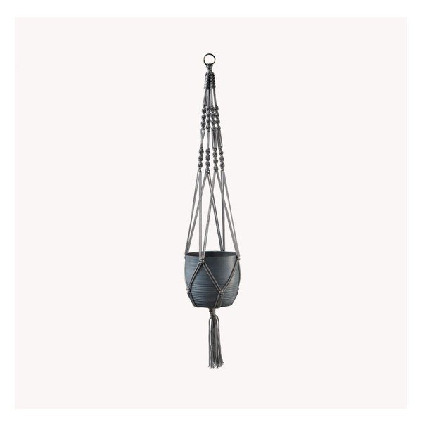 Sistema di vasi sospesi grigio, lunghezza 90 cm Makramee - Big pots-image-1