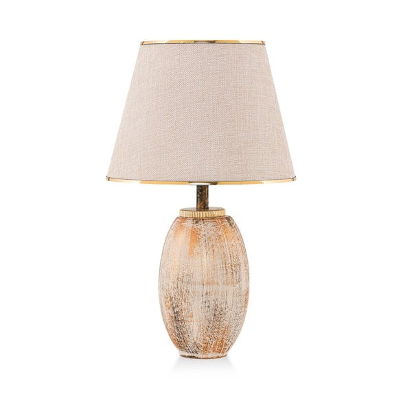 Lampada da tavolo color crema/dorata con paralume in tessuto (altezza totale 50 cm) Yakamoz – Opviq lights