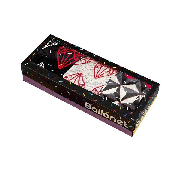 Set di 3 paia di calzini bianchi e neri in confezione regalo, taglia 41 - 46 - Ballonet Socks-image-2