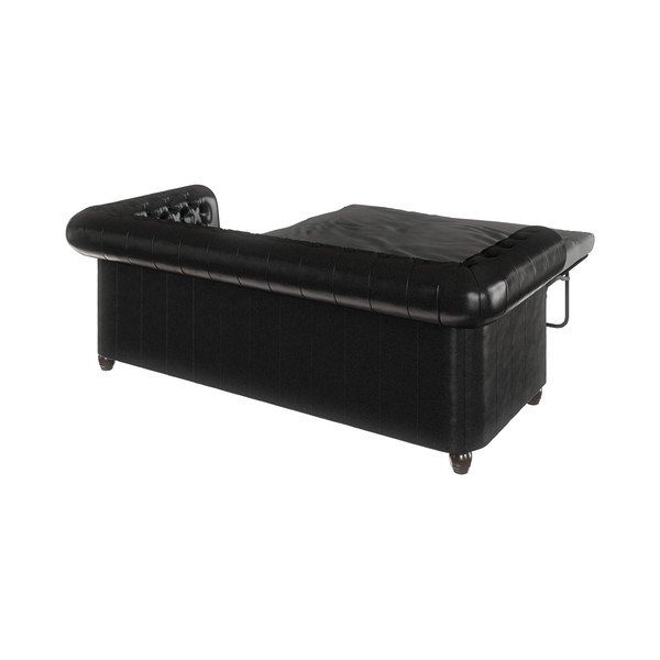 Divano letto nero in similpelle 203 cm York - Ropez-image-4