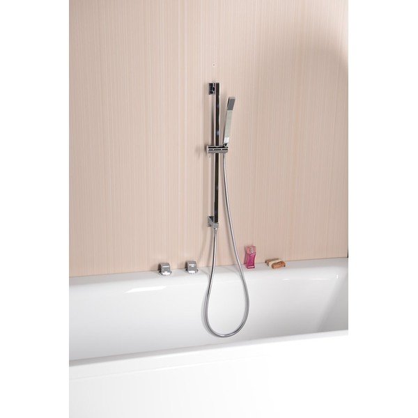 Asta per doccia in ottone da parete in argento lucido con supporto scorrevole/con uscita acqua  66 cm Nancy – Sapho-image-1