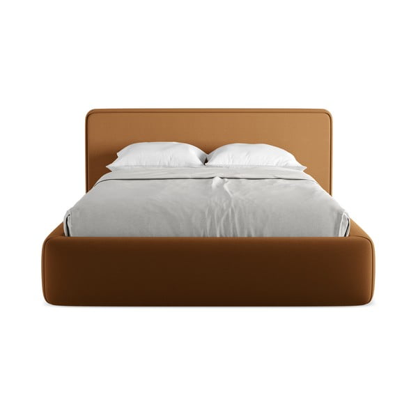 Letto matrimoniale imbottito in terracotta con contenitore con griglia 140x200 cm Kiana - Makamii-image-4