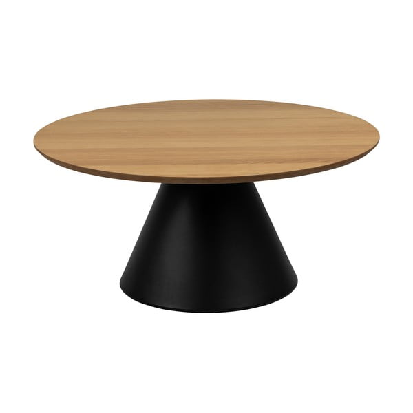 Tavolino rotondo nero e naturale con piano in rovere ø 85 cm Soli - Actona
