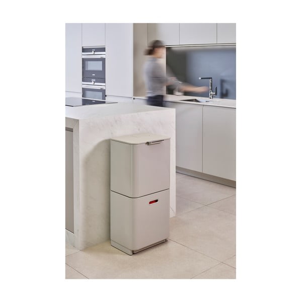 Bidone in acciaio beige per rifiuti differenziati 60 l Totem Max - Joseph Joseph-image-4