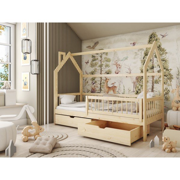 Letto per bambini in legno di pino con contenitore 70x160 cm Oskar - Lano Meble-image-1