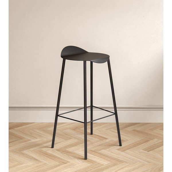 Sgabello da bar nero in pelle Flamingo Bull – LIND DNA-image-1