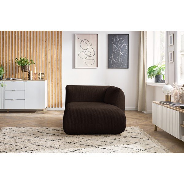 Modulo divano in velluto a coste marrone scuro (angolo destro) Lecomte - Bobochic Paris-image-1