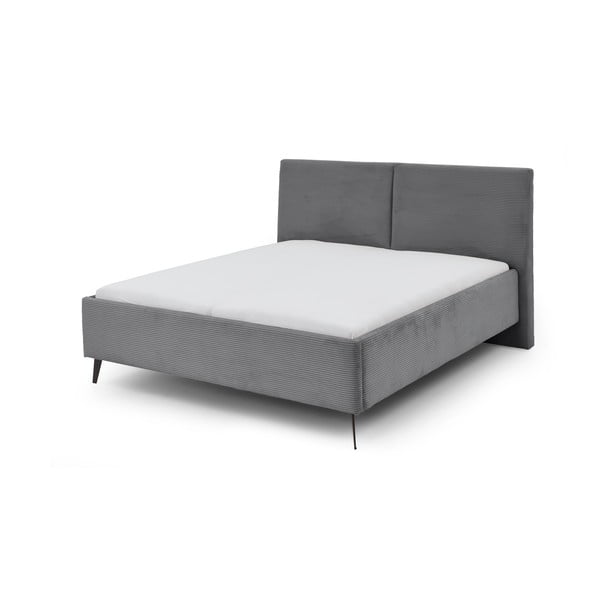 Letto matrimoniale imbottito grigio con contenitore con rete inclusa 180x200 cm Lando – Meise Möbel