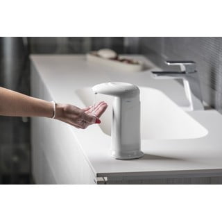 Dispenser per sapone in plastica automatico bianco 350 ml Aqualine  – Sapho