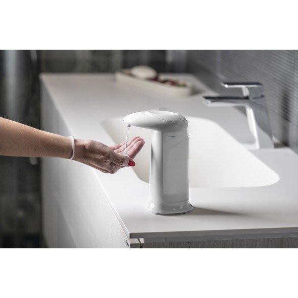 Dispenser per sapone in plastica automatico bianco 350 ml Aqualine  – Sapho-image-1