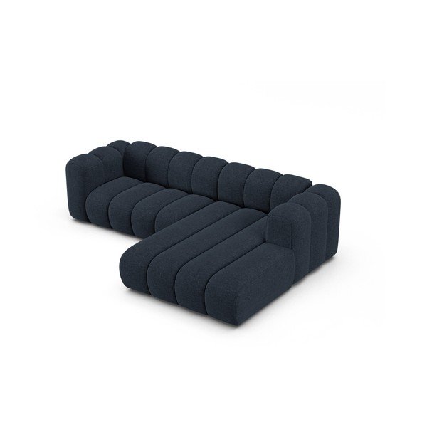 Divano angolare blu scuro (con penisola a destra/con chaise lounge) con rivestimento in ciniglia Lupine – Micadoni -image-2