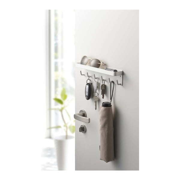 Portachiavi a parete bianco con ripiano Smart - YAMAZAKI-image-1