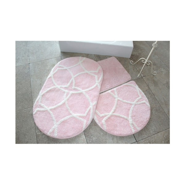 Set di 3 tappetini da bagno rosa cipria - Foutastic