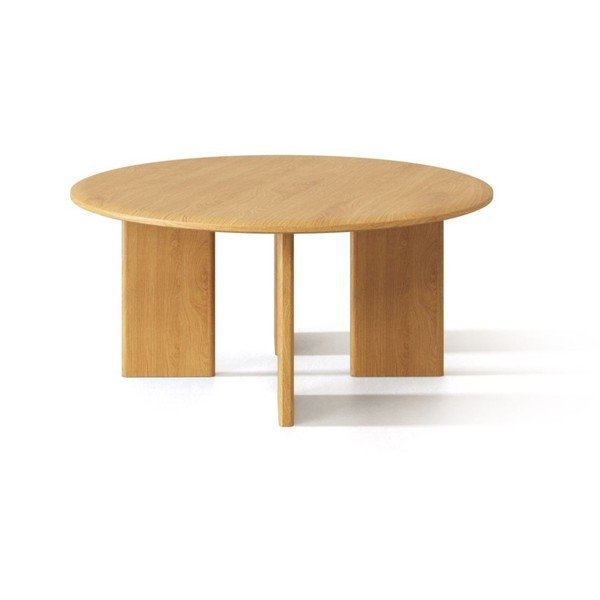 Tavolino da salotto rotondo di colore naturale in rovere massiccio ø 90 cm Charlotte – Micadoni 
